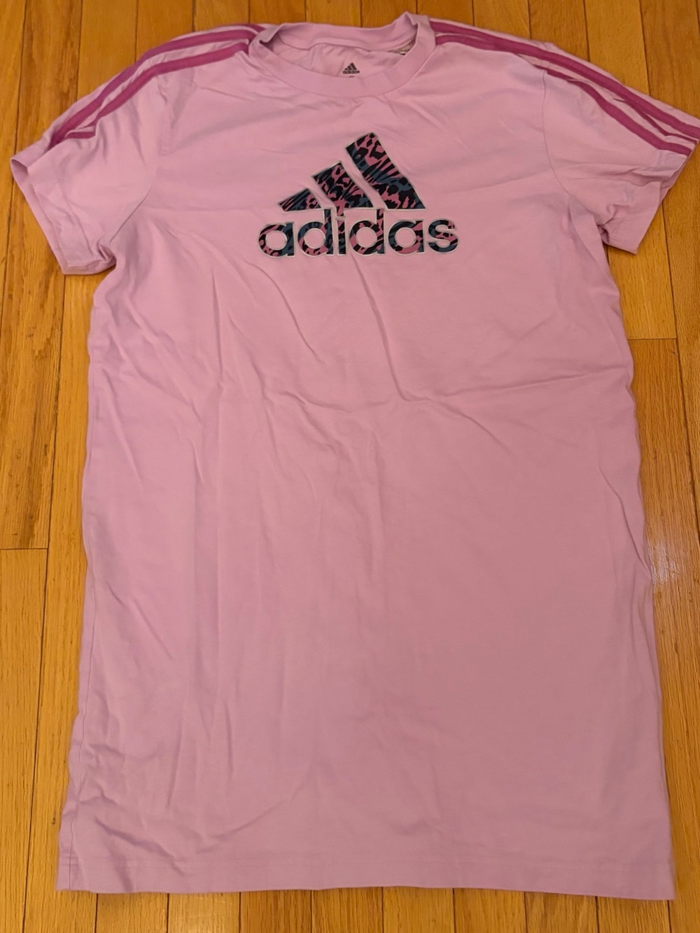 adidas Light Pink Tee Dress with Patterned Logo